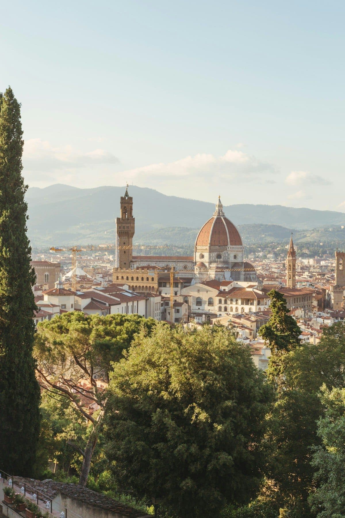 The dome of Florence Cathedral rising above the rooftops of the city